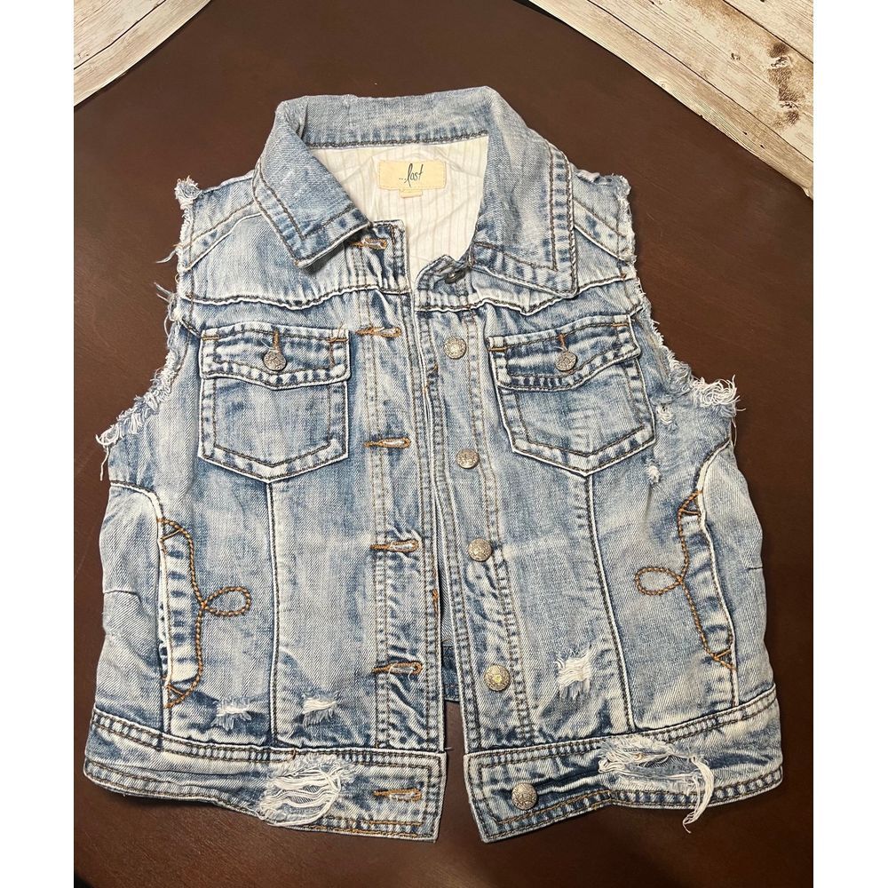 Distressed Jean vest size small Lost brand